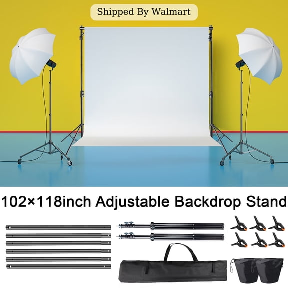 UEGOGO Pro Photo Studio Kit | 2.6x3m Adjustable Backdrop Stand System with 6 Clips, 2 Sandbags & Carry Case (No Curtain) | Perfect for Portrait/Video Shooting