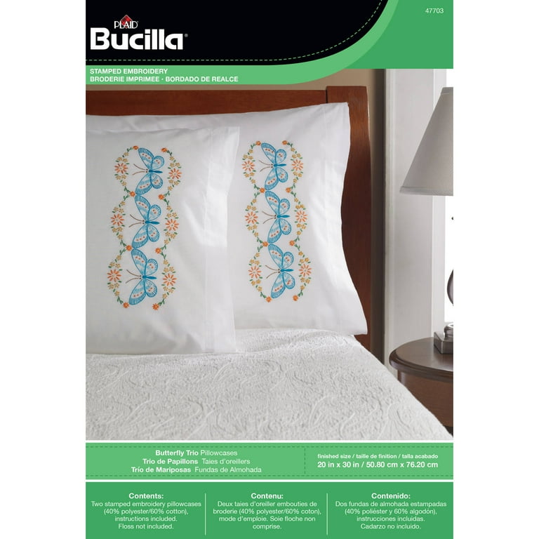 Bucilla hot sale embroidery pillowcases