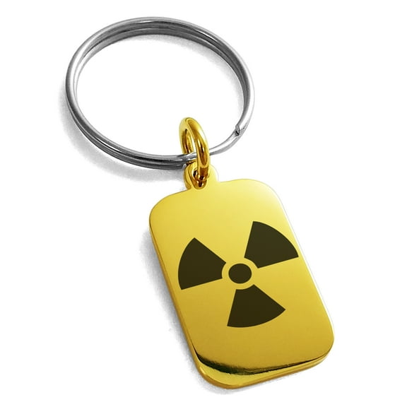 Stainless Steel Radioactive Engraved Small Rectangle Dog Tag Charm Keychain Keyring