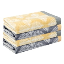 REGALWOVEN Cotton Washcloths, Absorbent and Lightweight Face Towel for Hotel, Bathroom 13' x 13' Leaf-Pattern 4 Pack