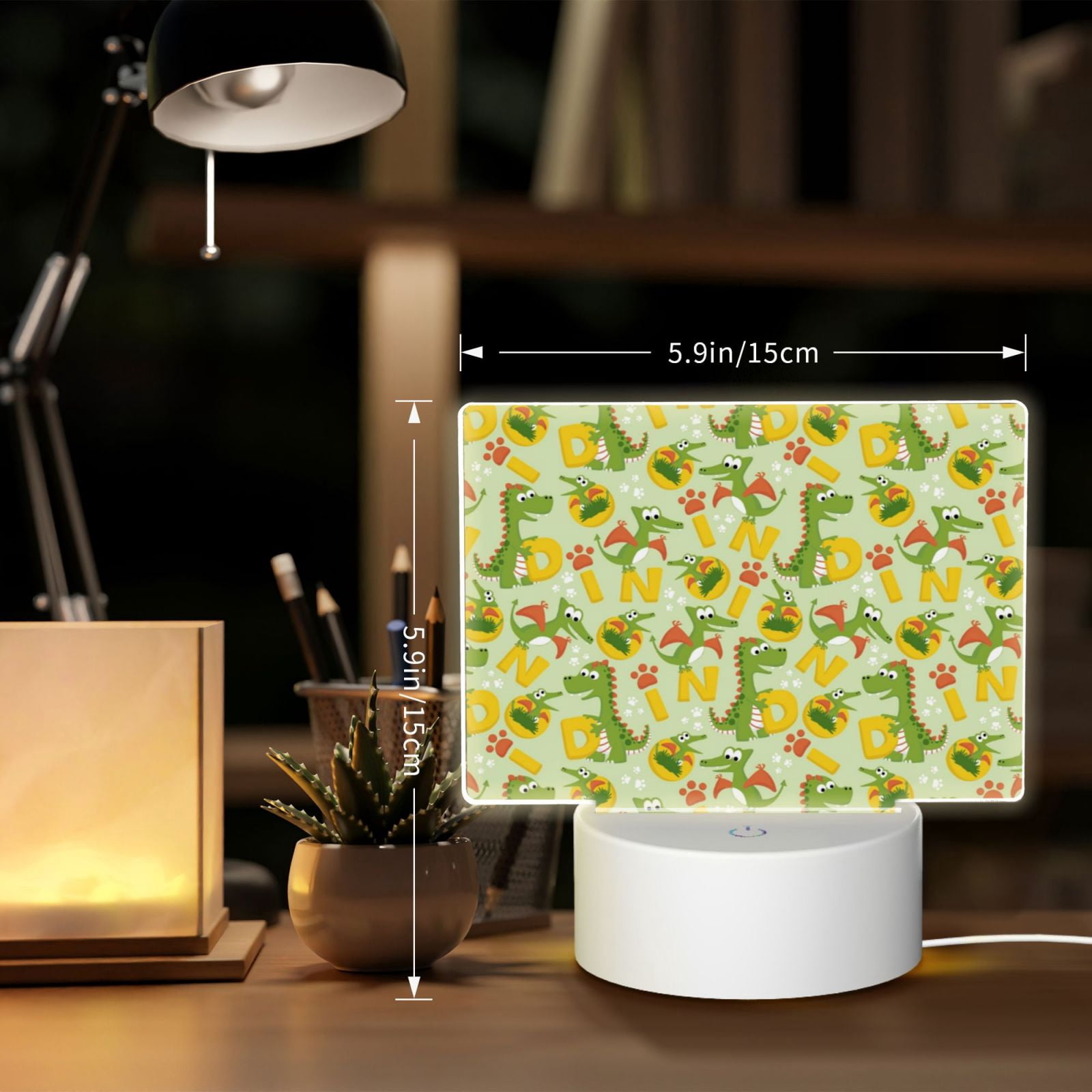 Vsdgher Cartoon Dinosaurs,Cute Dinosaurs Rectangular Acrylic Night Light Acrylic Sleep Night Light Friend Gifts for Birthday Gifts for Women Teens Boys Girls