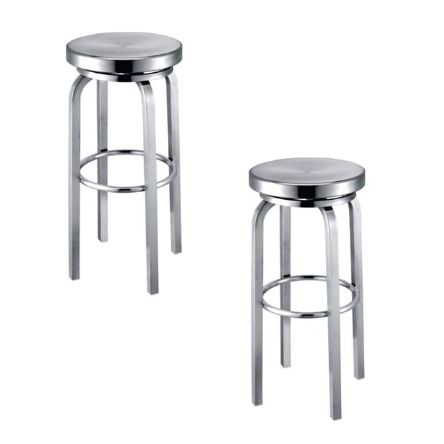 Mel Counter Stainless Steel Stool with Footrest 26"H Set of 2