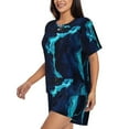thumbnail image 2 of Lsque Blue Marble And Gold Women's Short-Sleeved Pajama Set - 2 Piece Soft and Lightweight Sleepwear Set-X-Large, 2 of 9