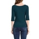 thumbnail image 3 of INSPIRE CHIC Camisetas de Mujer de Manga Corta Cuello Barco Ajustadas Casual Color Sólido Verde Oscuro XS, 3 of 8