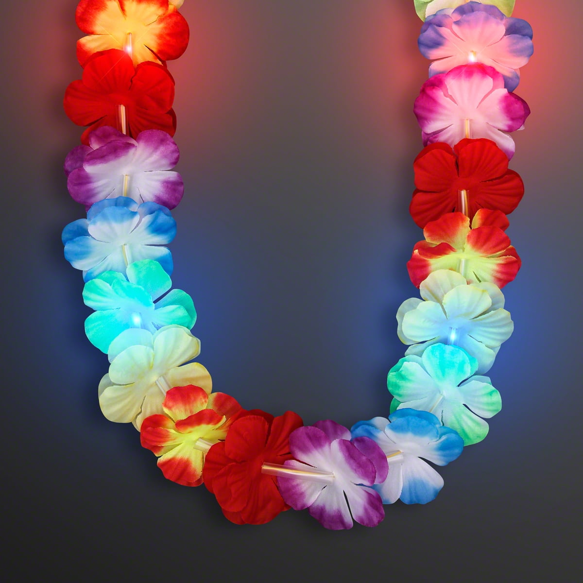 FlashingBlinkyLights Rainbow LED Flower Lei Light Up Necklace