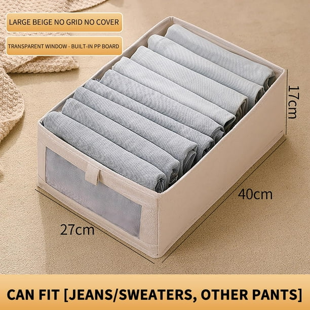 Caja de almacenamiento plegable para armarios | Organizador de telas transpirables con ventana transparente | Almacenamiento de armarios plegables de varios tamaños | Solución de almacenamiento