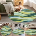thumbnail image 4 of Round Rug 4ft Area Rug,Vintage Gradient Green Yellow Waves Area Rugs for Living Room Bedroom,Abstract Ombre Blue Floor Mat Non-Slip Non-Shedding Carpet Indoor Accent Rugs, 4 of 9