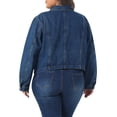 thumbnail image 3 of Agnes Orinda Women's Plus Size Denim Jacket Lapel Long Sleeves Button Down Casual Jean Shacket Jackets with Pockets 1X Blue, 3 of 6