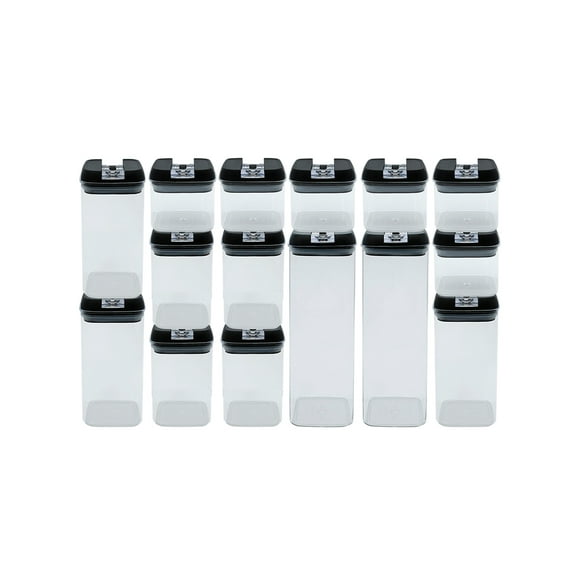 Contenedores Herméticos AGBOX Acrílico 15 piezas Tapa Negra y Transparente