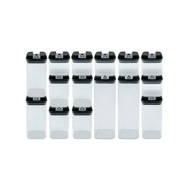 Contenedores Herméticos AGBOX Acrílico 15 piezas Tapa Negra y Transparente
