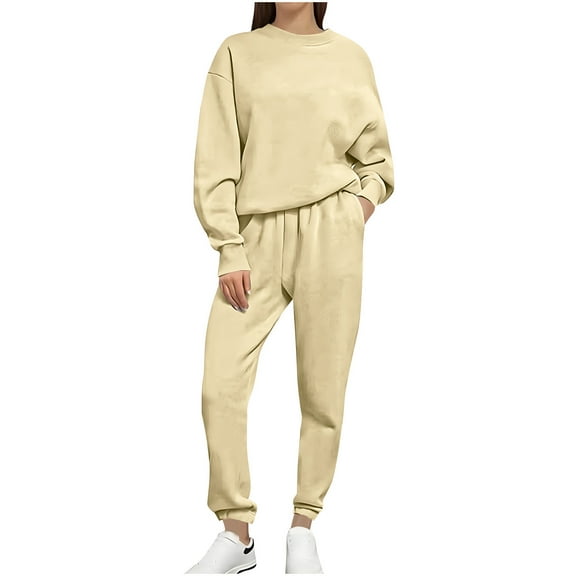yievot Sweatsuit Sets for Women Fleece Crewneck Sweatshirt and Jogger Pants Fall 2 Piece Outfits Lounge Sets Tracksuit