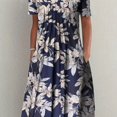 thumbnail image 1 of Vestido Estampado Completo Con Pliegues, Vestido Casual De Cuello Redondo Y Manga Corta, Ropa De Mujer, 1 of 4