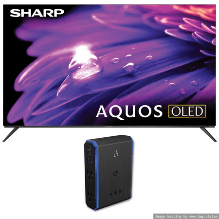 SHARP 4T-C55FS1UR 55 Inch Class OLED 4K Ultra HD with Roku TV and an Austere 5S-PS4-US1 4-Outlet Power with Omniport USB (2024)