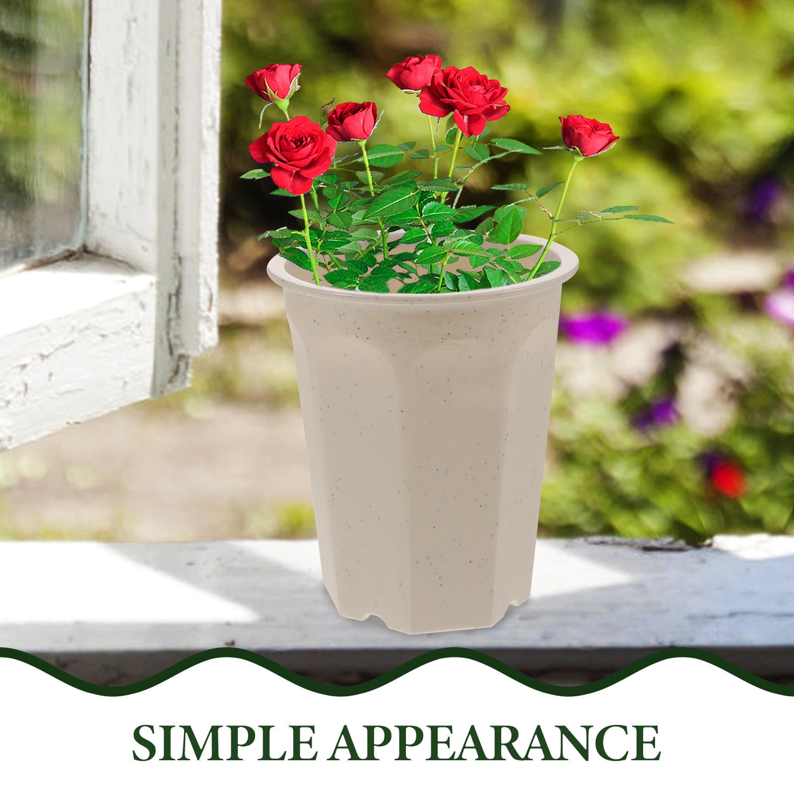 Mobestech Round Plastic Planter Pots for Indoor Outdoor Gardening, Lightweight Plant Containers and Protective Covers