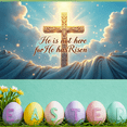 thumbnail image 6 of LUUFILx Easter Religious Banner He Has Risen Backdrop Cross Background Spiritual Church Decoration Resurrection Sunday Altar Display Faith Event Decor, 6 of 8