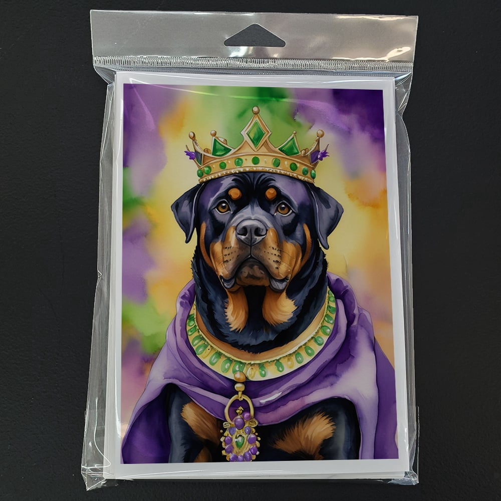 Rottweiler King of Mardi Gras Greeting Cards Pack of 8 7 in x 5 in