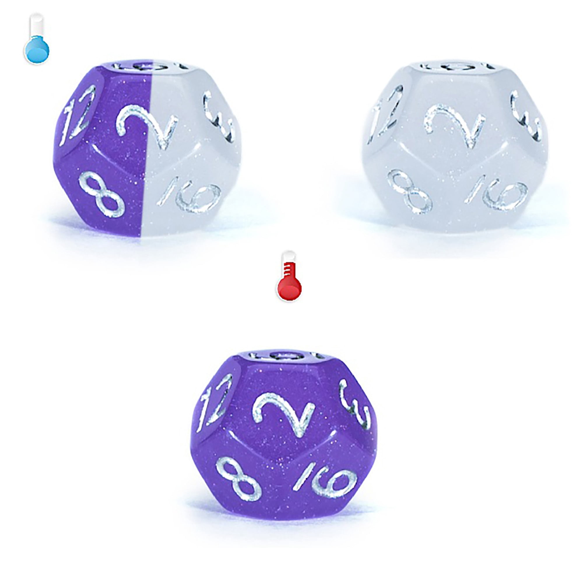 Mighty Tiny Dice: Chromatic Lightning - 7 pc - RPG Dice Set Thermal Color Changing, 12mm Resin, Change Color Purple To White