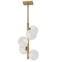 Dainolite 5 Light Aged Brass Pendant w/ Alabaster Glass