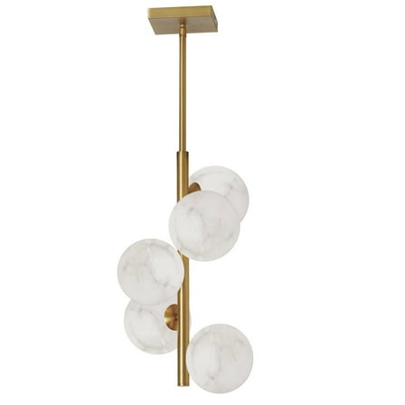 Dainolite 5 Light Aged Brass Pendant w/ Alabaster Glass