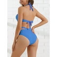 thumbnail image 3 of DARING DIVA Women's 2 Piece Push Up Halter Wide Tie Triangle Bottom Bikini Sets XS Blue, 3 of 6