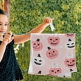 thumbnail image 3 of Autumn Pumpkins Pink Hand Towels for Bathroom, Halloween Jack-O'Lantern Kitchen Towel 2 PCS Ultra Soft and Highly Absorbent Decorative Fingertip Face Bath Towels for Spa & Hotel, 28.3"x 14.4", 3 of 5