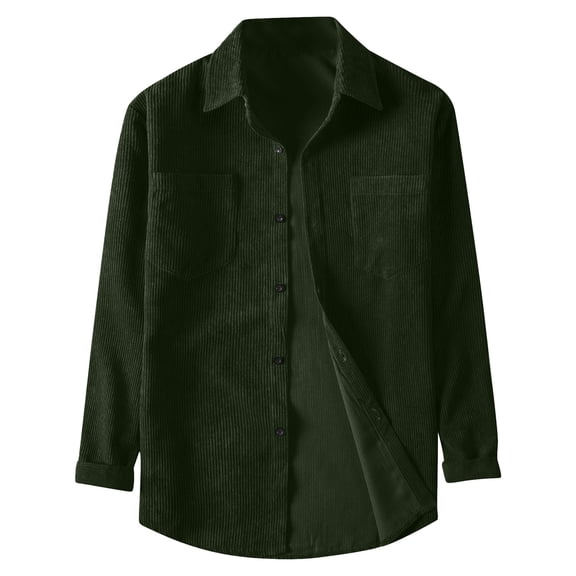 NAFUU Men's Regular-Fit Shirts Mens Spring Autumn Solid Color Corduroy Long Sleeve Thickened Shirt Youth Fashion Casual Shirt Regular Fit Dress Shirt