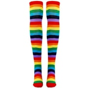 Skeleteen Colorful Rainbow Striped Socks - Over The Knee Clown Striped Costume Accessories Thigh High Stockings for Men, Women and Kids