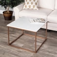 thumbnail image 2 of Butler Holland 24"W Square Genuine Marble and Metal Coffee Table - Ivory, 2 of 9