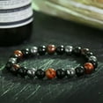 thumbnail image 3 of EOEMY Natural Stone Tiger Eye Beaded Bracelet Bangle Stainless Steel Chain Men Gifts-Black+Red Tiger Eye, 3 of 3