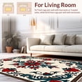 thumbnail image 2 of ODIKA 8x10 Machine Washable Non-Slip Area Rug, Vintage Floral Medallion with Jewel Toned Botanical Motifs High Traffic Rug with Pad, Red, 374810, 2 of 8