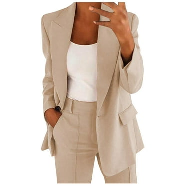 DondPO Blazers for Women Women's Plus Size Suit Jacket Business Oversize Spring Thin Transition Jacket Jacket Short Blazers for Women Business Casual Work Office Suit Jackets Beige 3XL Clearance！