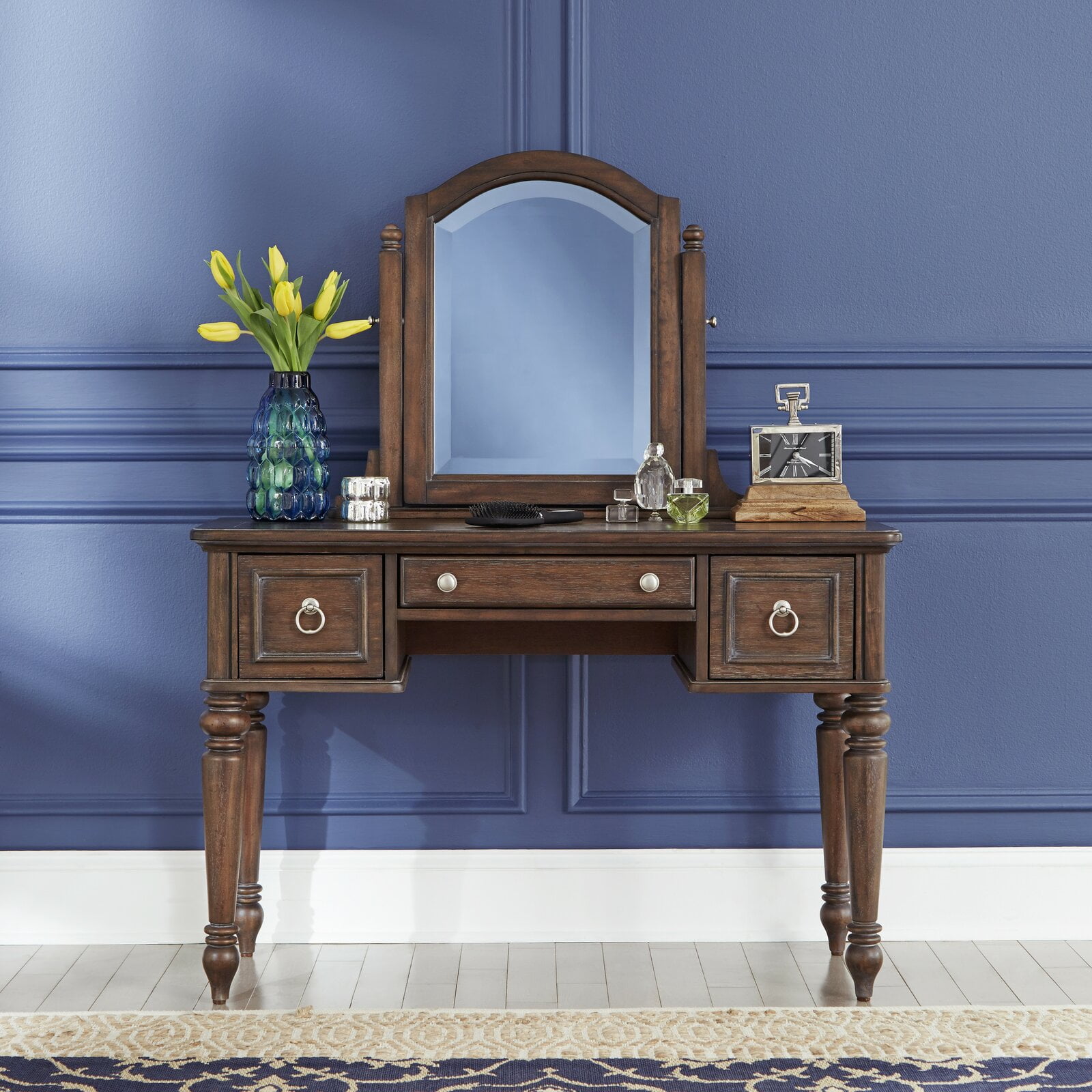 Caitlynn Vanity with Mirror, Adult Assembly Required Yes, Knee Space