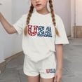 thumbnail image 4 of Odeerbi Camiseta de Manga Corta Con Estampado Patriótico Del Día de La Independencia de Las Niñas Con Pantalones Cortos Set de 2 Piezas, 4 of 6