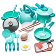thumbnail image 3 of Plastic Kitchen Pretend Play Utensils Cookware Toy for Baby Girls Boys Green, 3 of 4