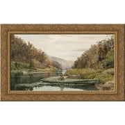Boatman on the Hawkesbury River, at Cole and Candle Creek, near Akuna Bay 24x16 Gold Ornate Wood Framed Canvas Art by Julian Ashton