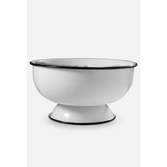 White Enameled 10.5" Serving Bowl