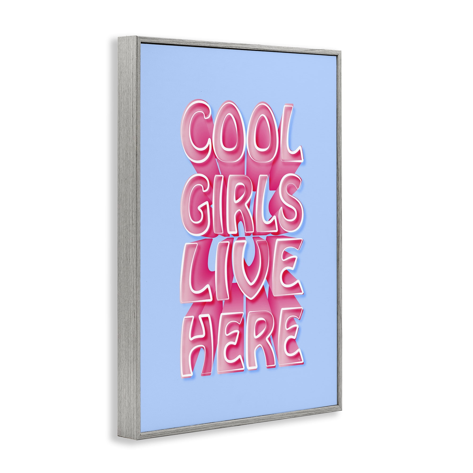 Stupell Industries Cool Girls Live Here Typography Painting Gray Framed Art Print Wall Art, 16 x 24