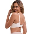 thumbnail image 2 of DARING DIVA Lace Trim V-Neck Wireless Bra Adjustable Spaghetti Straps Lift Up L Beige, 2 of 6