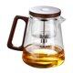 thumbnail image 1 of Tetera de vidrio transparente de 800 ml con infusor y mango de madera for té en flor, té suelto y preparación de té, 1 of 8