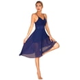 thumbnail image 2 of Doomiva Women Lyrical Dance Dress Spaghetti Strap Sequins Mesh Tulle Dress Contemporary Dancewear Navy_Blue XL, 2 of 7