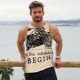 thumbnail image 6 of Fuzoiu Let The Adventure Begin Print Men's Workout Tank Tops,Sleeveless Gym Shirt Quick Dry,Fitness Bodybuilding T-Shirt,Muscle Athletic Workout Tee-Medium, 6 of 7