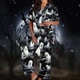 thumbnail image 5 of MVRLSH Womens Pajama Sets for Women 2 Piece Halloween Pumpkin Print Button Short Sleeve Top And Wide Leg Pant Plus Size wear Soft Sleepwear Lounge Set Gray - M, 5 of 7