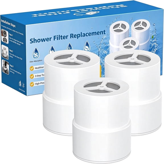 Replacement Filter for Jolie Shower Head, Reduces Chlorine Heavy Metals & Impurities, Features Vitamin C & E, High Pressure Shower Filter for JOLIE, Healthier Skin & Hair, 3 Pack