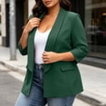 thumbnail image 5 of Plus Size Blazer For Women, 3/4 Sleeve Lapel Jacket With Padded Shoulders & Pockets, Lined Casual Office Suit Jacket, Professional Work Wear Green L, 5 of 8