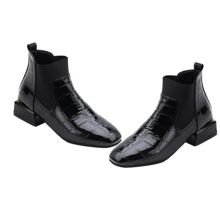 

1 Pair of Novel Booties Exquisite Thick Heel Boots with Single Lining (Black)