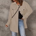thumbnail image 3 of Abrigo Color Sólido Solapa De Un Solo Pecho Manga Larga Casual Suelta Cómoda Camisa Chaqueta Albaricoque XL, 3 of 6