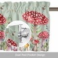 thumbnail image 6 of Watercolor Red Mushroom Valance Curtain Butterfly Eucalyptus Leaf Window Valances Rod Pocket Short Curtains Window Treatments for Kitchen Bedroom Bathroom Laundry 54" x 18", 6 of 9