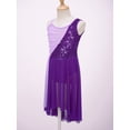 thumbnail image 3 of TiaoBug Girls Lyrical Ballet Dance Dress Leeveless Sequins Leotard Dress Ice Skating Modern Dancewear Purple 6, 3 of 7