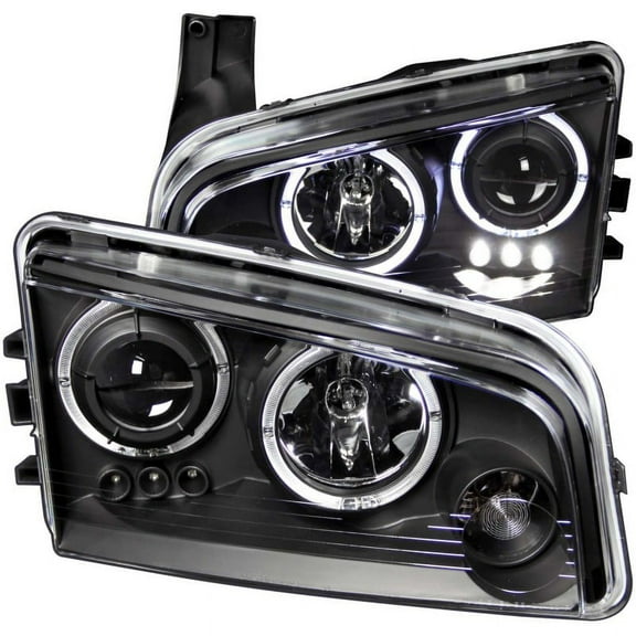ANZO USA 121381 06-10 CHARGER PROJECTOR HALO BLACK CLEAR HEADLIGHTS (SET) Fits select: 2006-2010 DODGE CHARGER