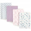 Hudson Baby Infant Girl Cotton Flannel Burp Cloths 4pk, Peacock Feather, One Size